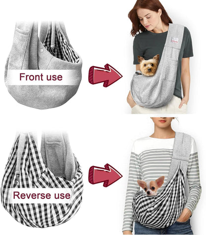 Pet Dog Sling Carrier for 3-10 lbs pet,Dog Purse Pouch,Dog Satchel,Reversible unadjustable Strap
