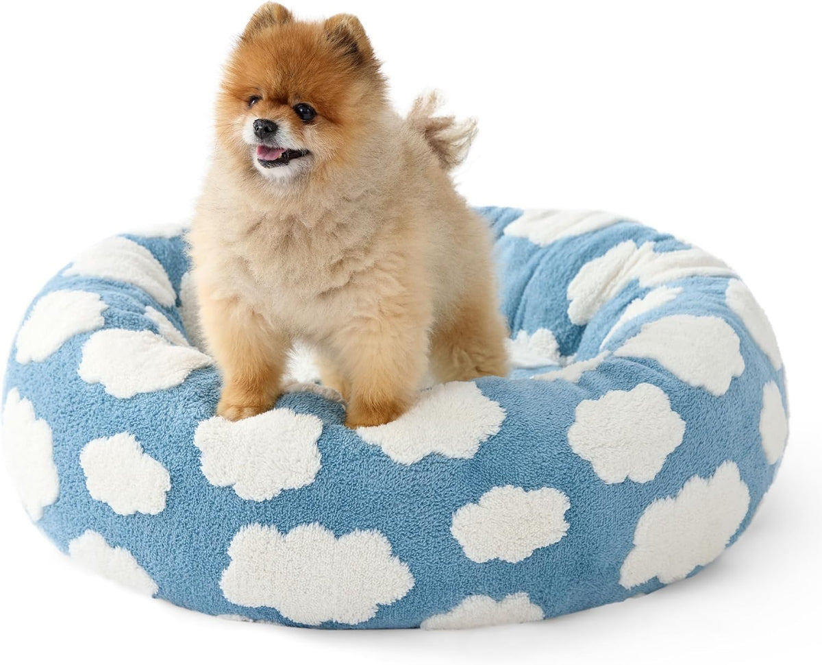 LE SURE Donut Small Dog Bed - Round Cat Beds for Indoor Cats Calming Pet Beds, Cute Modern Beds