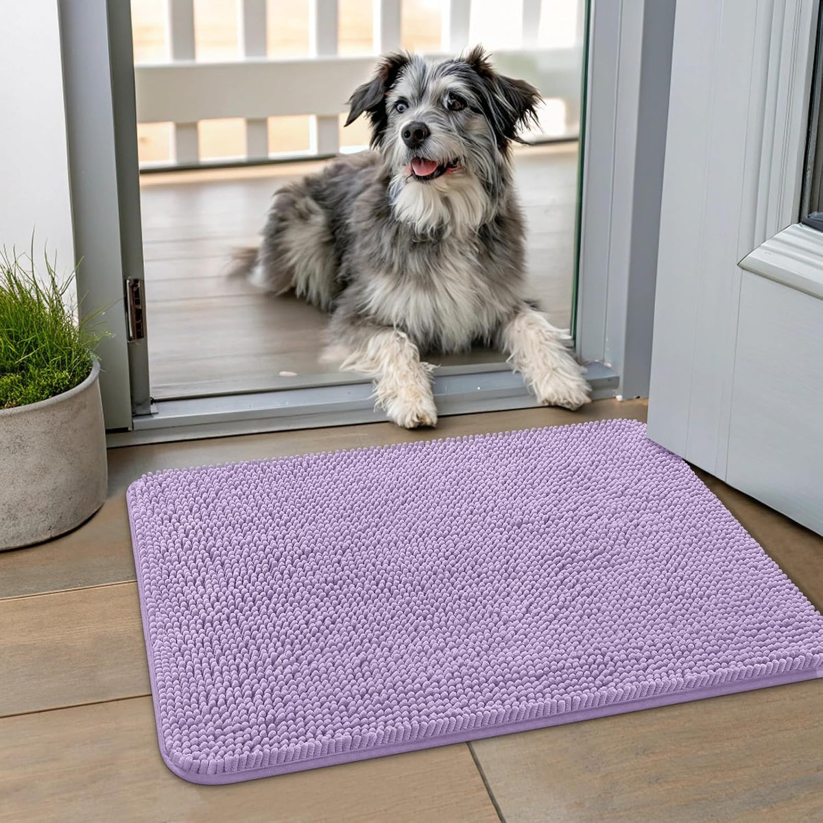 Smiry Dog Door Mat for Muddy Paws 24x16, Absorbs Moisture and Dirt Doormat, Non-Slip Washable Quick