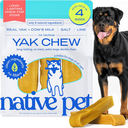 Native Pet Yak Cheese Himalayan Dog Chews XLarge - Long Lasting Dental Sticks for Extra Large