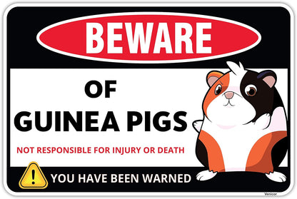 Venicor Guinea Pig Sign Decor - 8 x 12 Inches - Aluminum - Guinea Pig Gifts for Guinea Pig Lovers
