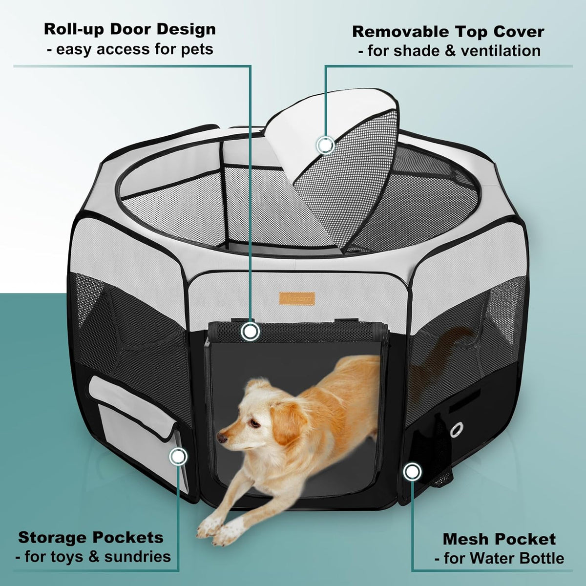Dog Playpen, Portable Pet Play Pen for Cat, Puppies, Rabbits, Chickens, Foldable Large-Capacity Pet