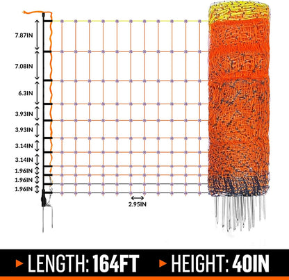Pet & Livestock HQ Electric Fence Poultry Netting 41" x 164' - Portable Pre-Assembled Electric Net