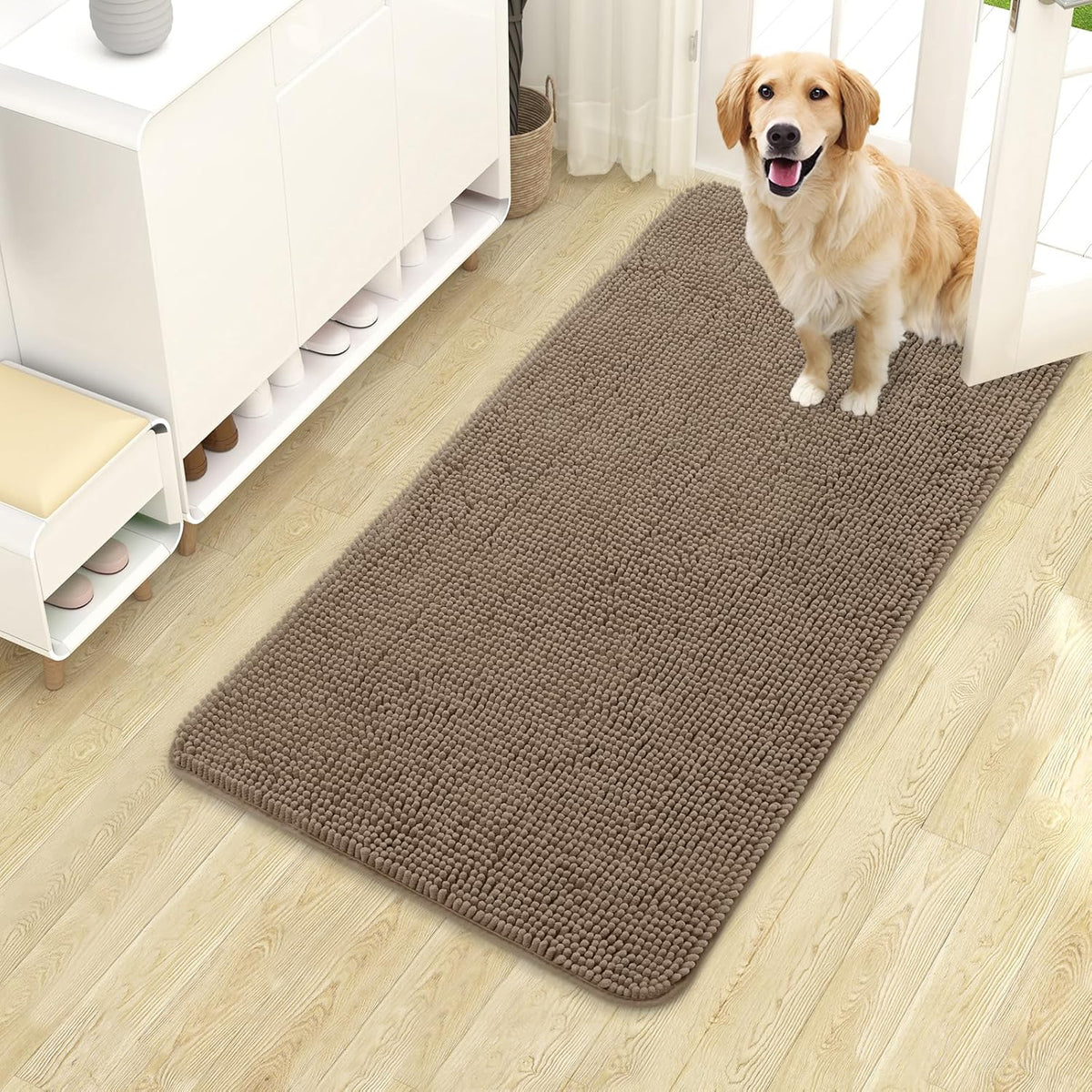 OLANLY Dog Door Mat for Muddy Paws 40x24, Absorbs Moisture and Dirt, Absorbent Non-Slip Washable