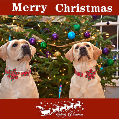 Unique style paws Christmas Dog Collar with Flower Best Winter for Small Medium Large Dogs