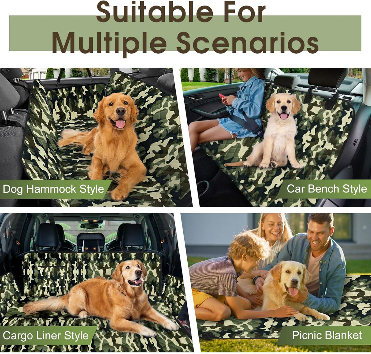 Dog Car Seat Cover, Durable Waterproof Scratch Proof Nonslip Dog Hammock, Pet Back Seat Covers with