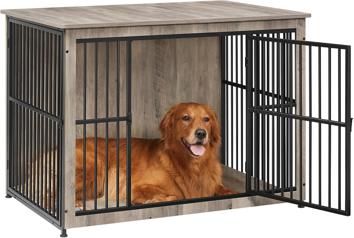 Feandrea Dog Crate Furniture, 43.3" Side End Table, Modern Kennel for Dogs Indoor up to 80 lb