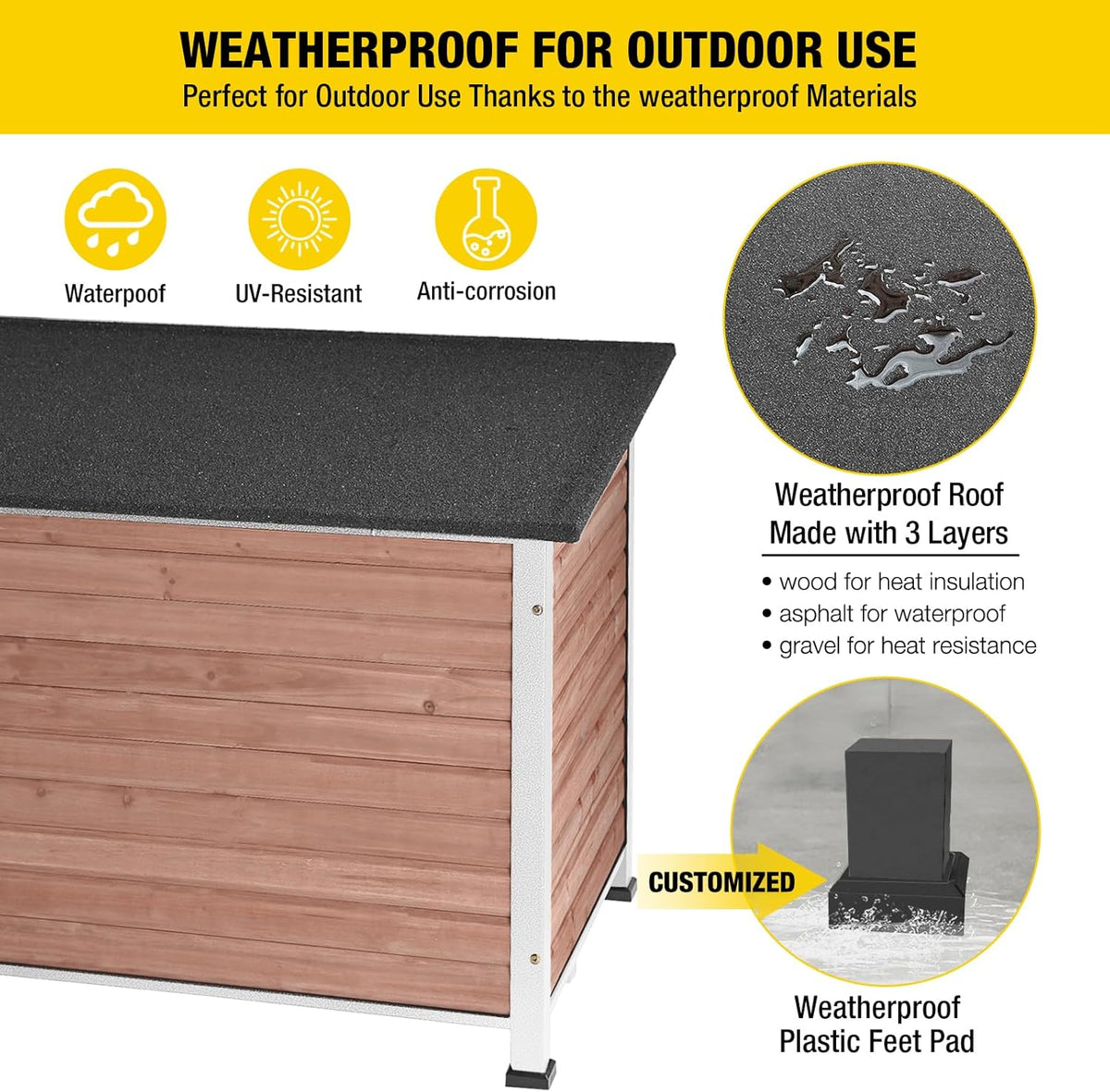 Dog House Outdoor & Indoor Wooden Dog Kennel for Winter with Raised Feet Weatherproof for Small &