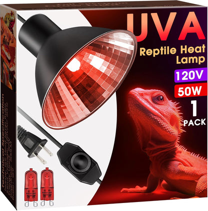 Briignite Reptile Heat Lamp Red, Reptile Night Lamp 50W, G9 Heat Bulb & Dome Reptile Light Fixture