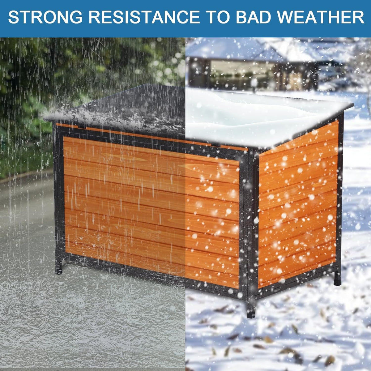 Dog House Outdoor Insulated 43.3" L Large Dog Kennel 6 Sides All-Round Foam Winter Weatherproof for
