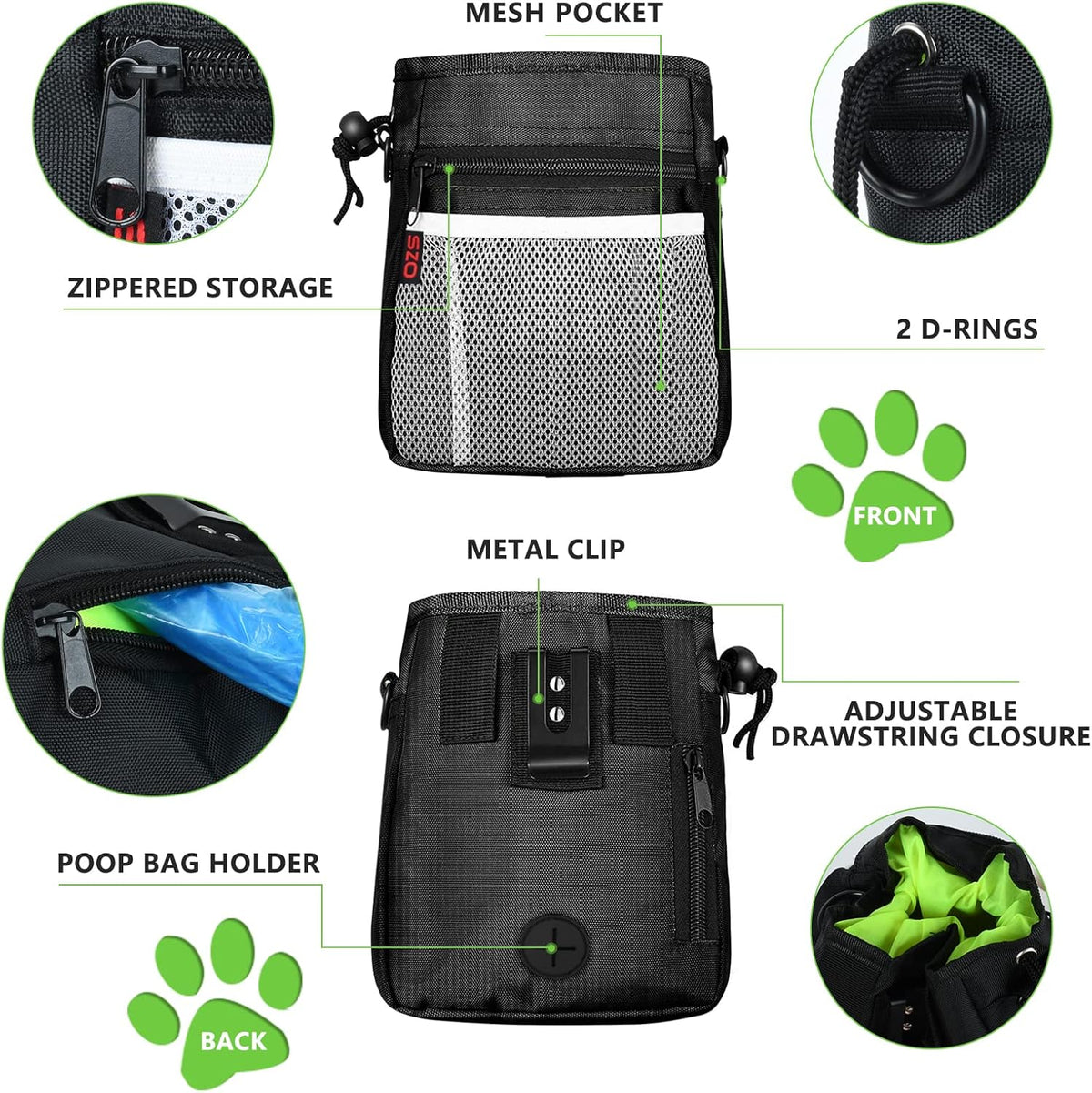 Dog Treat Pouch - 3 Ways to Wear Treat Pouches for Pet Training and 2 Pieces Clicker Taining for