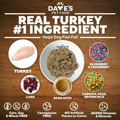 Dave's Pet Food Weight Management Dog Food (Turkey & Vegetables), Made in USA, Weight Loss, Soft