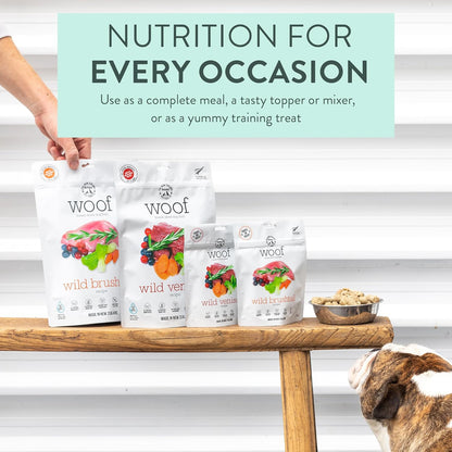 Woof Freeze Dried Dog Food - Wild Venison, High Protein, Dog Food Topper & Dog Treats, All Life