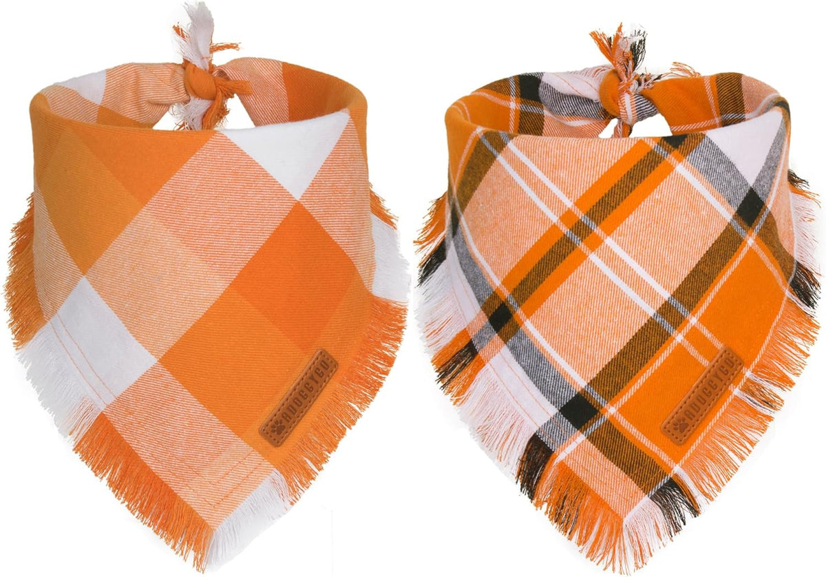 ADOGGYGO Fall Dog Bandanas, Halloween Thanksgiving Pet Bandana, Multiple Sizes Offered, Orange