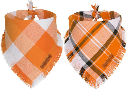 ADOGGYGO Fall Dog Bandanas, Halloween Thanksgiving Pet Bandana, Multiple Sizes Offered, Orange