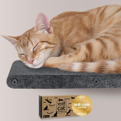 Wall Mounted Cat Perch Long Shelf by Pryde Pets - Floating Hammock Bed, 100% Sustainable PET Felt