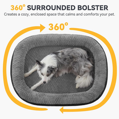 JOEJOY Orthopedic Dog Beds Large Sized Dog, Egg-Crate Memory Foam Pet Couch Bed with Bolster Sides