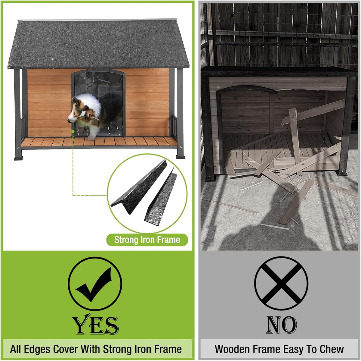 Gutinneen Large Dog House Outdoor Dog Kennel with All-Around Iron Frame Dog Cage Perfect for Small