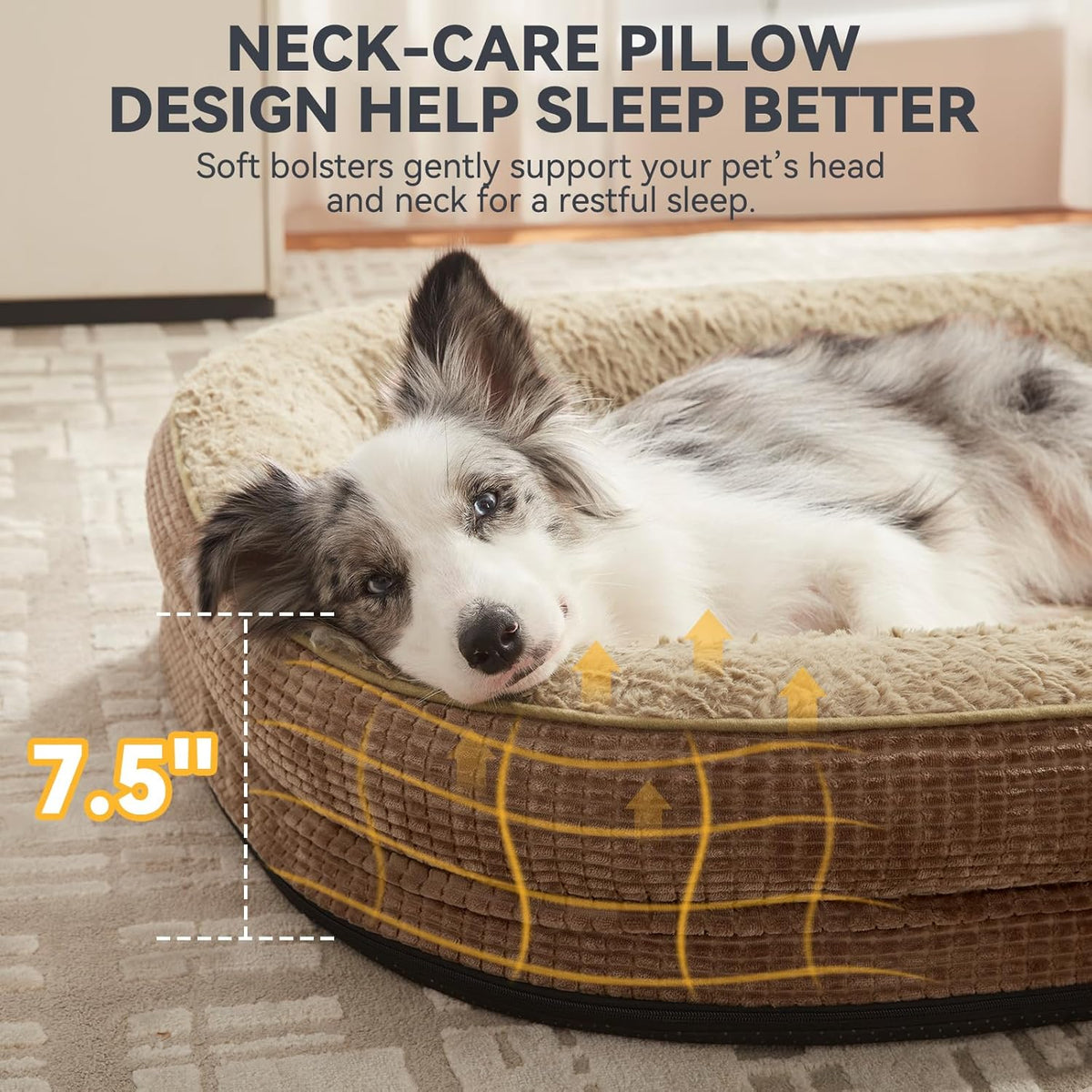 JOEJOY Orthopedic Dog Bed for Medium Dogs, Egg-Crate Memory Foam Pet Bed with Bolster Sides