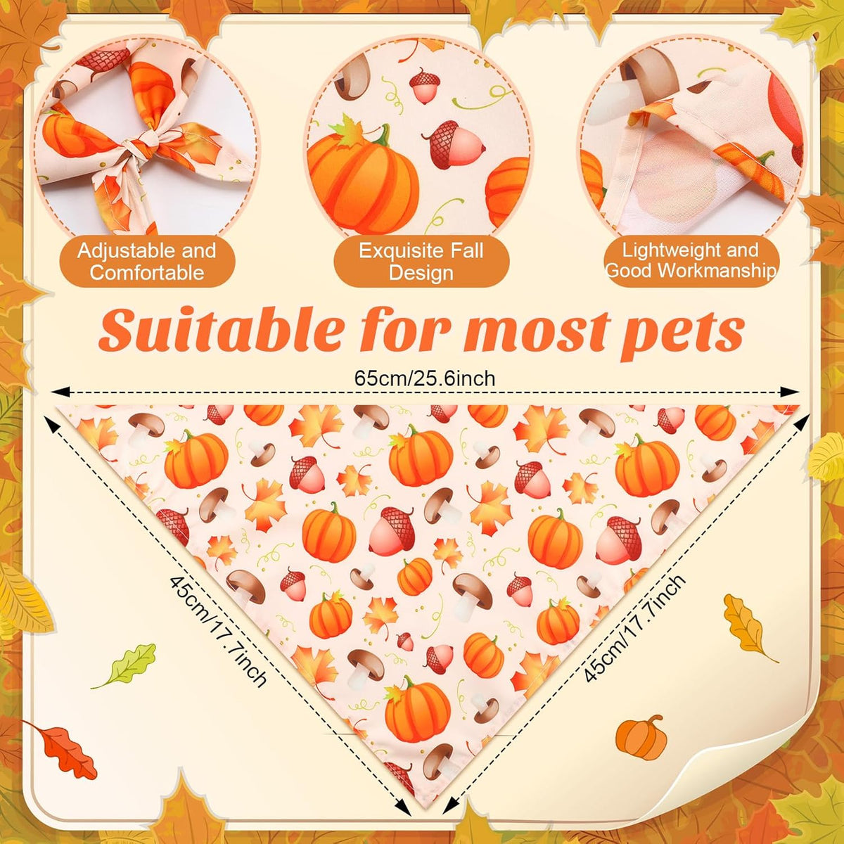 Chunful 30 Pcs Thanksgiving Fall Bandanas for Dogs Autumn Dog Bandanas with Maple Leaves Pumpkin