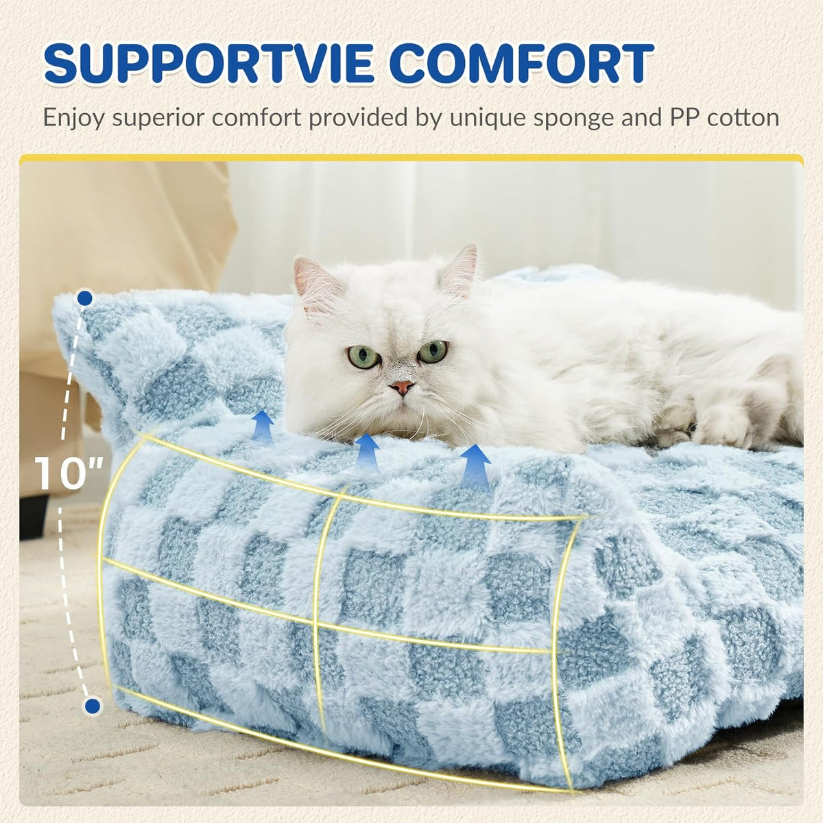 Cat Bed Cats Couch for Puppy and Kitten, Fluffy Pet Couch Small Dog Sofa Bed, Supportive Cat Sofa