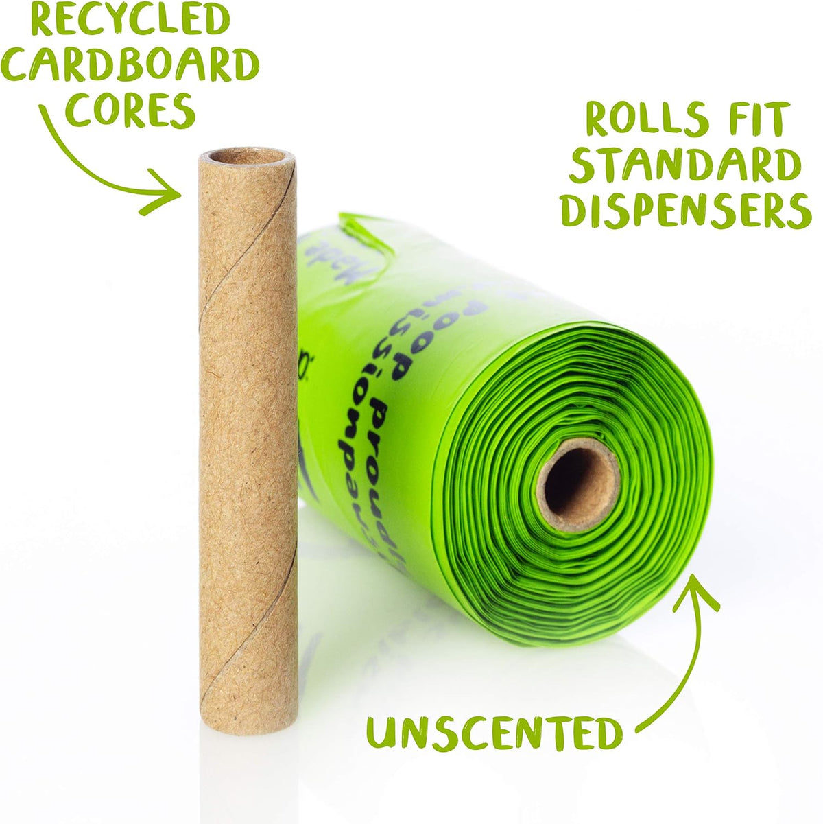 PLANET POOP Home Compostable Dog Poop Bags on Refill Rolls, 60 Un-Scented Pet Waste Bags, Thick