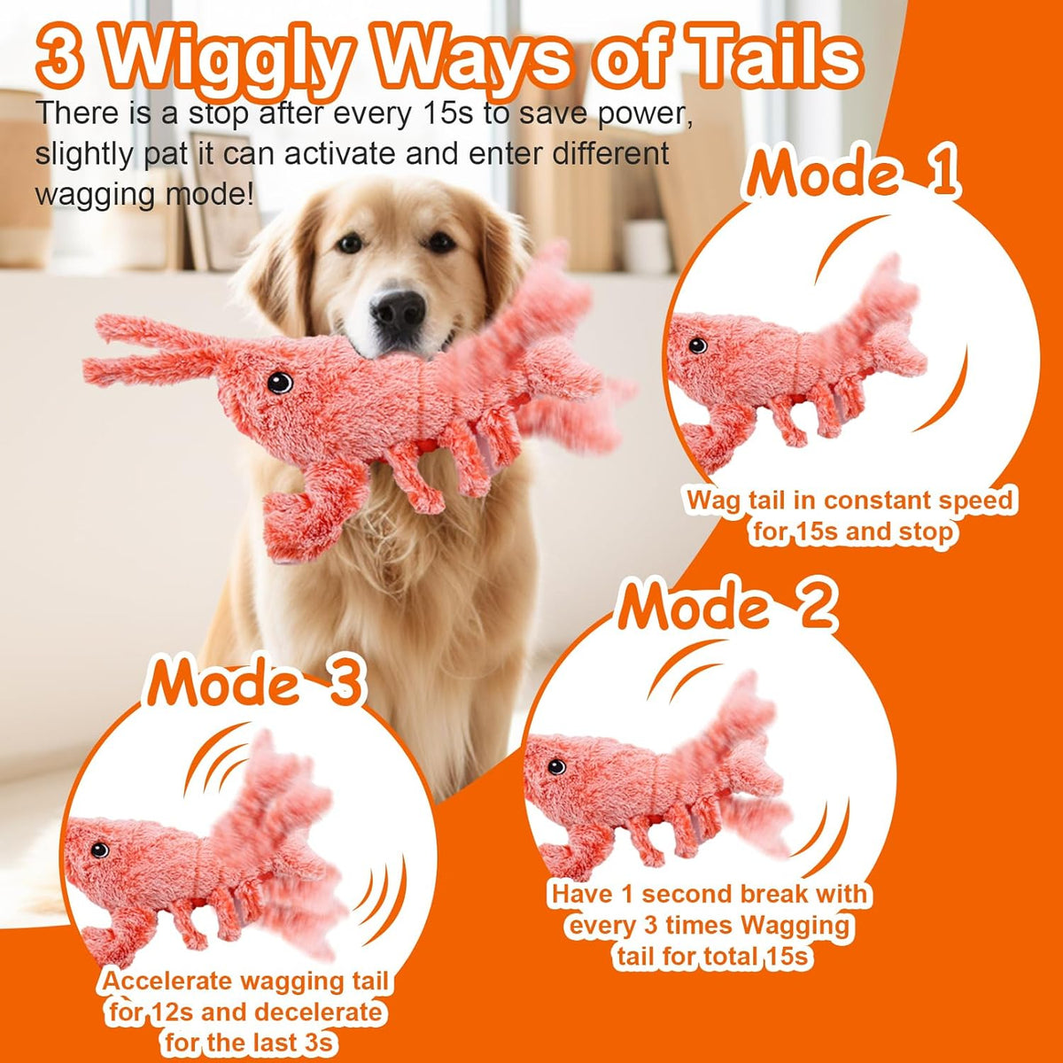 Mity rain Interactive Dog Toys - Wiggly Lobster for Small Medium Large Dogs, Moving Pet Toy to Keep