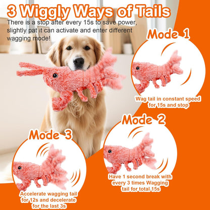 Mity rain Interactive Dog Toys - Wiggly Lobster for Small Medium Large Dogs, Moving Pet Toy to Keep
