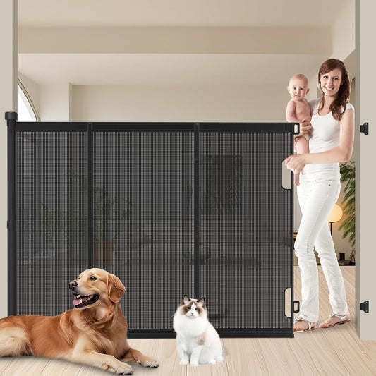 Extra Tall Retractable Baby Gates: 51" Tall Pet Gate, Extend up to 200" Wide, Mesh Baby Gate with