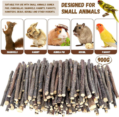 900g/2lb Small Apple Sticks Animals Molar Wood Treats Toys for Rabbits Chinchillas Guinea Pig