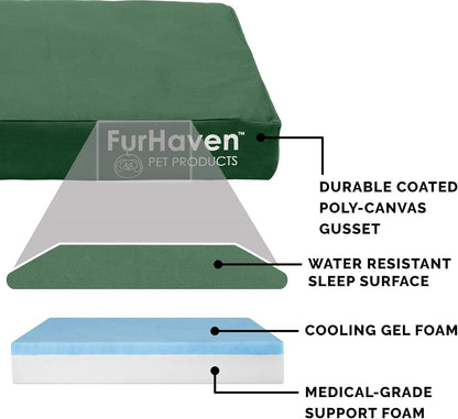 Furhaven Water-Resistant Cooling Gel Dog Bed for Large Dogs w/ Removable Washable Cover, For Dogs