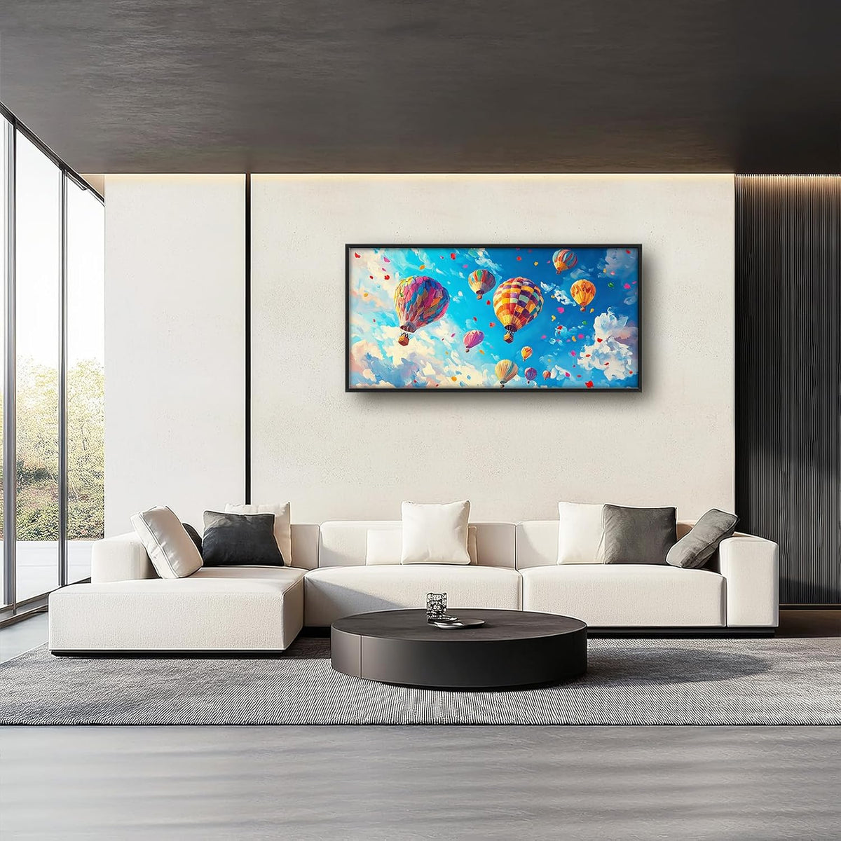 Hot Air Balloon Large Wall Art for Living Room, Framed Oversized Hot Air Balloon Wall Decor