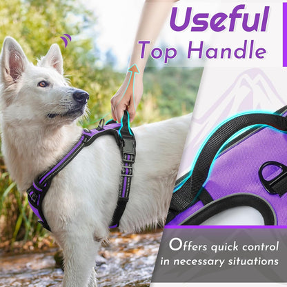 Eagloo Dog Harness for Large Dogs, No Pull Service Vest with Reflective Strips and Control Handle