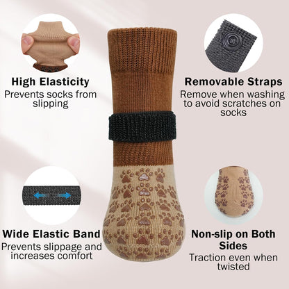 SCENEREAL Dog Socks to Prevent Licking Paws for Hardwood Floors Anti Slip, Dog Grippy Socks Shoes