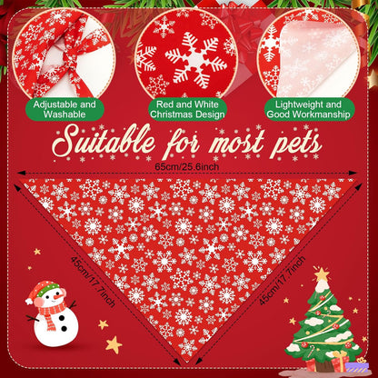 Abbylike 200 Pcs Christmas Dog Bandanas Bulk Xmas Red and White Bandanas for Dogs Triangle Kerchief