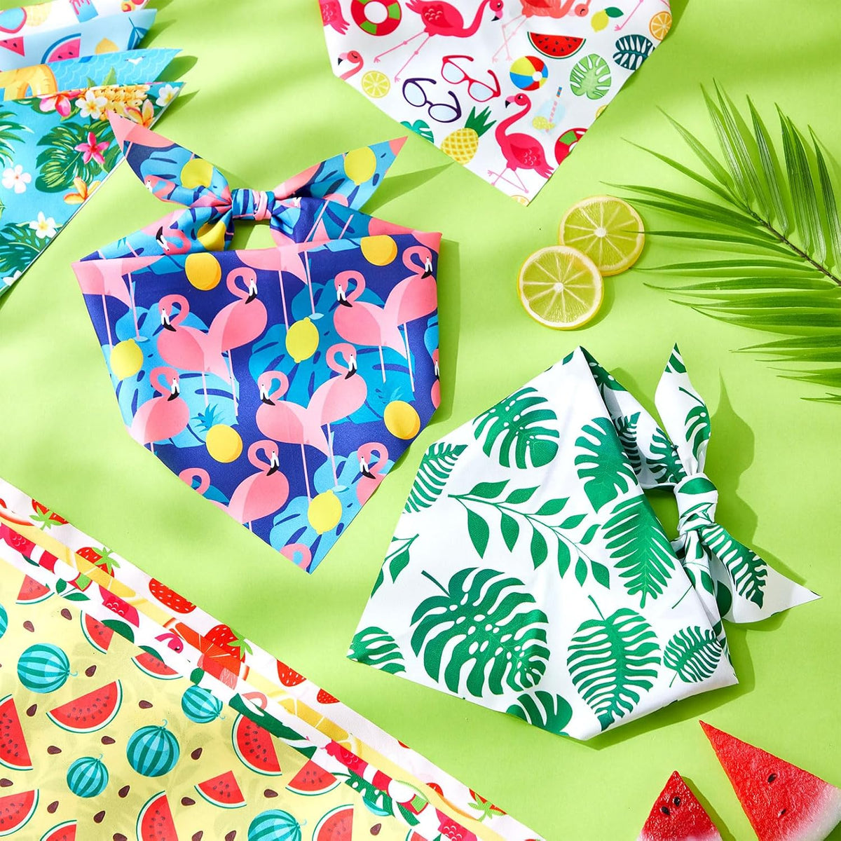 Chunful 100 Pieces Dog Bandanas Bulk Summer Pet Bandanas Pack Triangle Scarf Bib Kerchief Set for