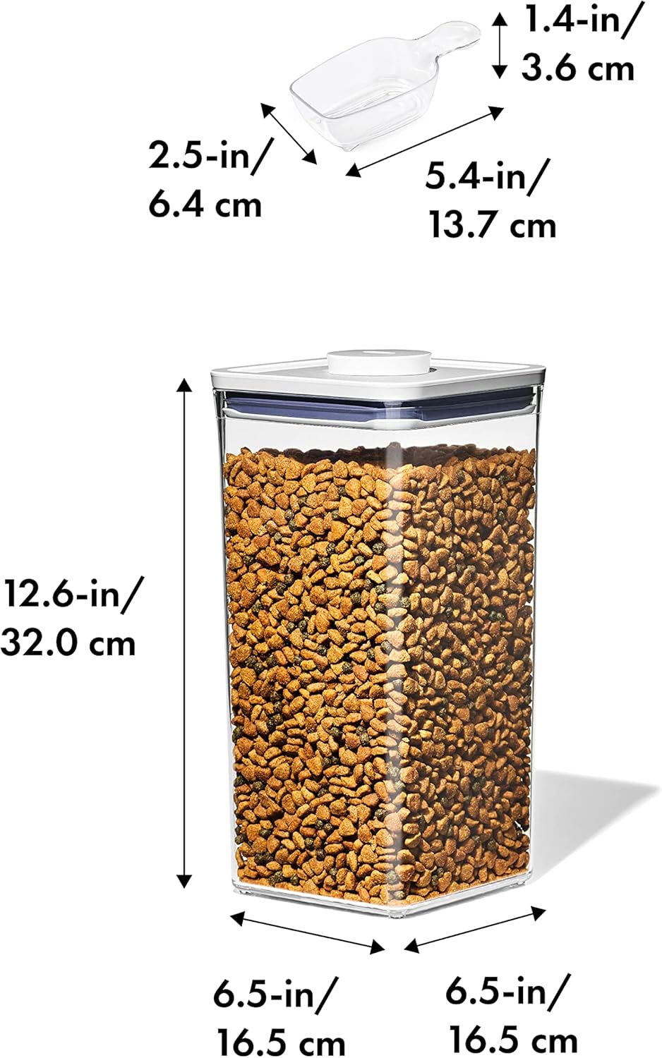 OXO Good Grips Pet POP Container – 6.0 Qt/5.7 L with Half Scoop, Ideal for up to 6.5lbs of Dog Food