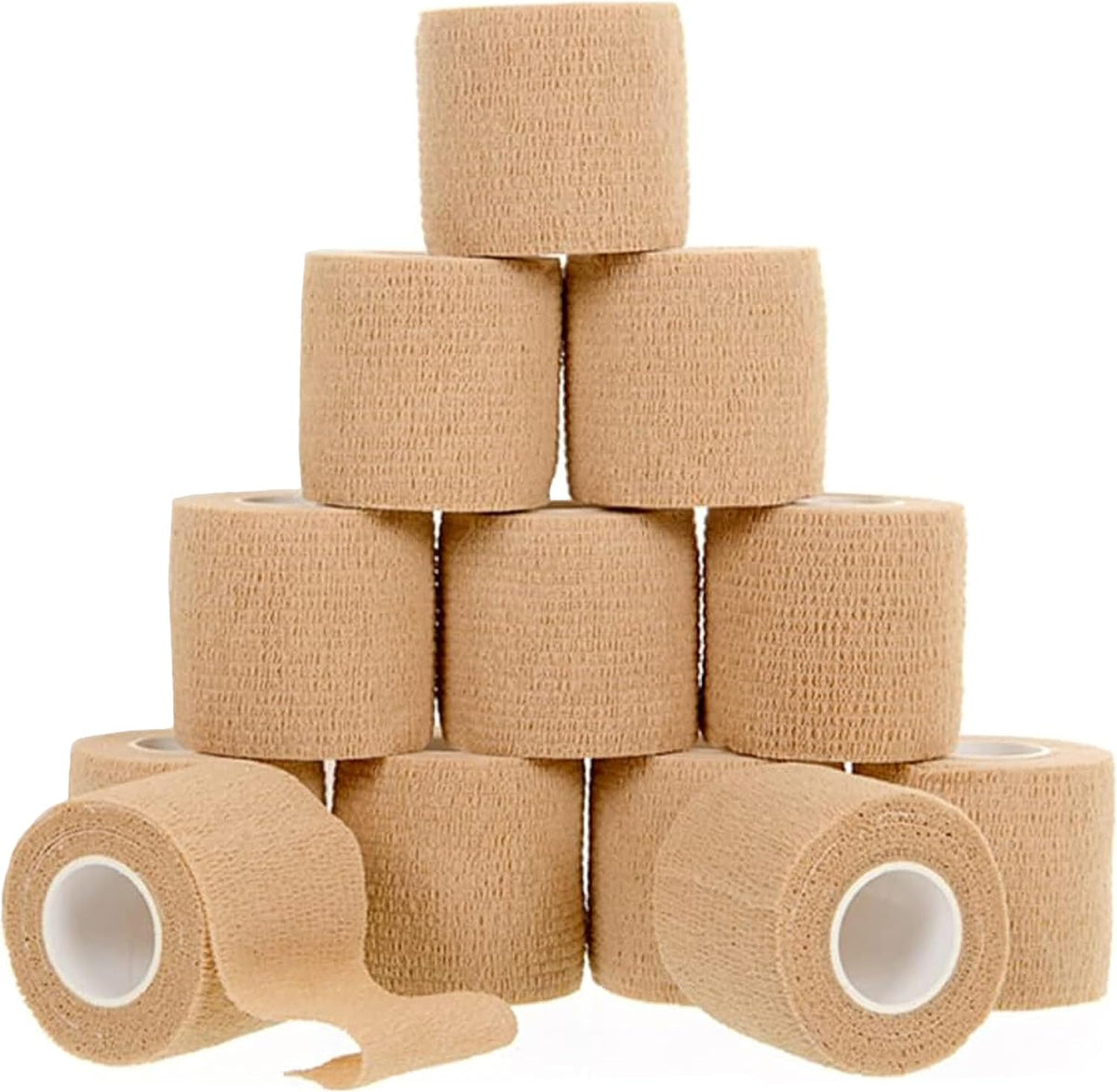 12 Pack Self-Adhesive Bandage Wrap - 2 Inches x 5 Yards - Elastic Self Adherent Cohesive Wrap