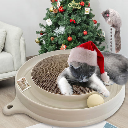 AUOON Cat Scratcher Toy - Cat Scratch Pad with Cat Toy Ball Track and Plush Mouse Toy for Indoor