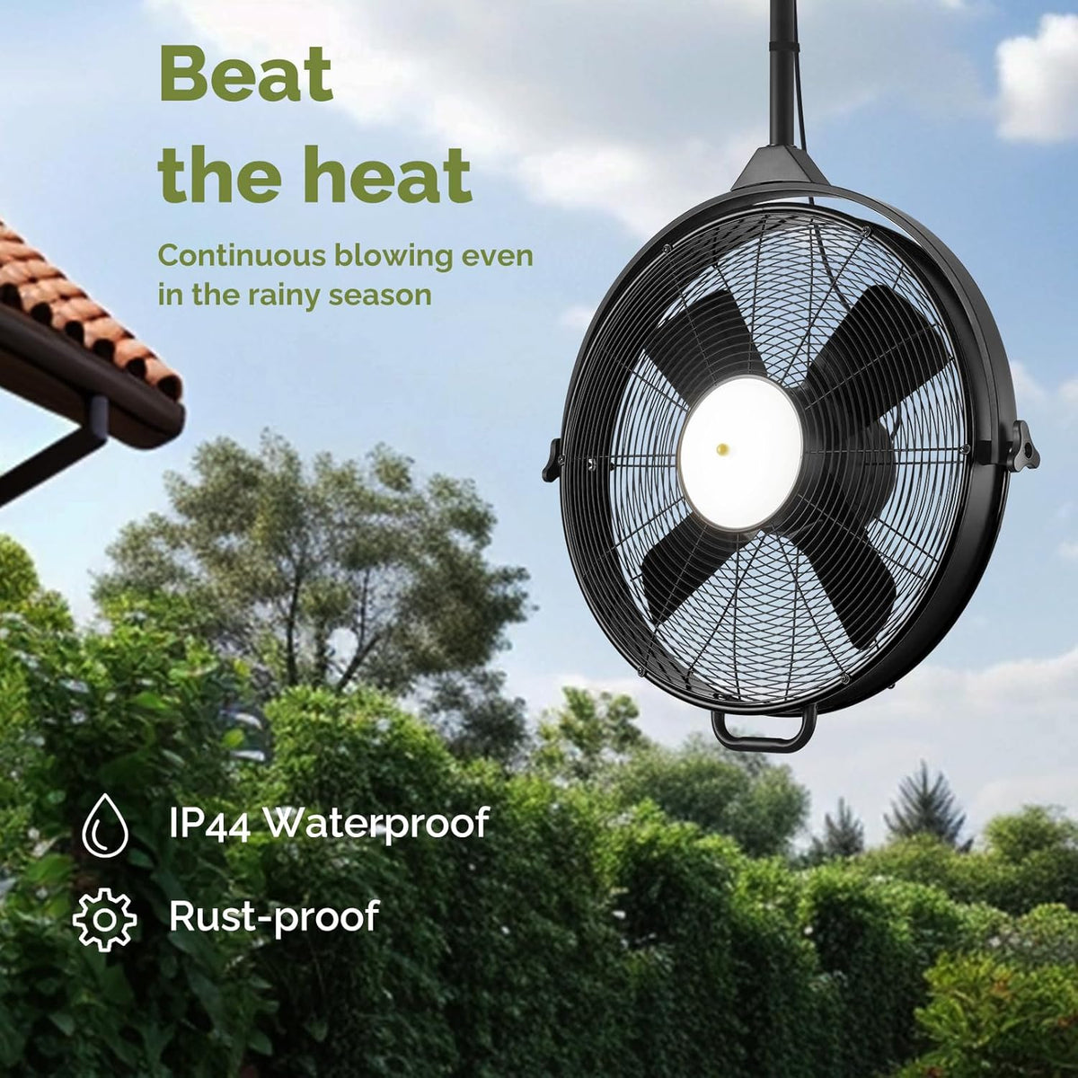 Orison 24.8'' Waterproof Outdoor Ceiling Fan, 6 Speed Ceiling Mounted Plug-In Cord Garage Fan with