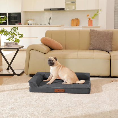 Upgraded Medium Dog Bed, 3" Memory Foam with Waterproof Liner, Chew Resistant Microsuede Cover