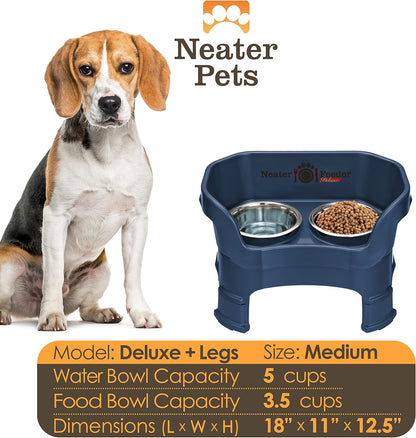 Neater Feeder Deluxe Mess Proof Dog Bowls Elevated Medium Sized Dogs (19-40 lbs) Made in USA, No