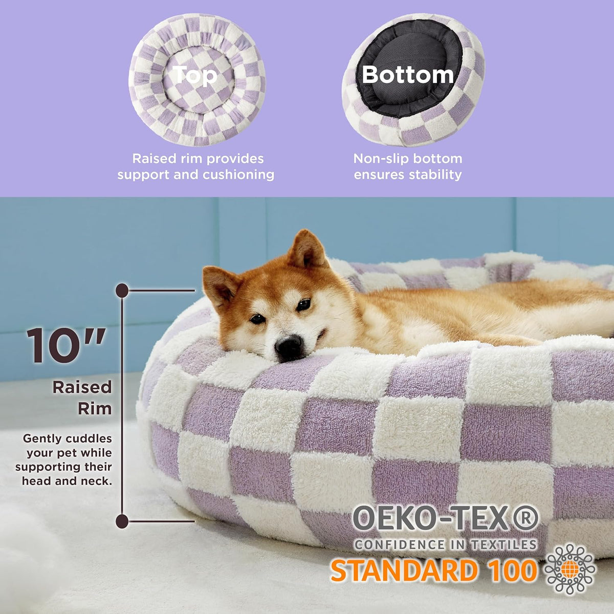 LE SURE Donut Large Dog Bed - Round Cat Beds for Indoor Anti-Anxiety Calming Pet Beds, Washable