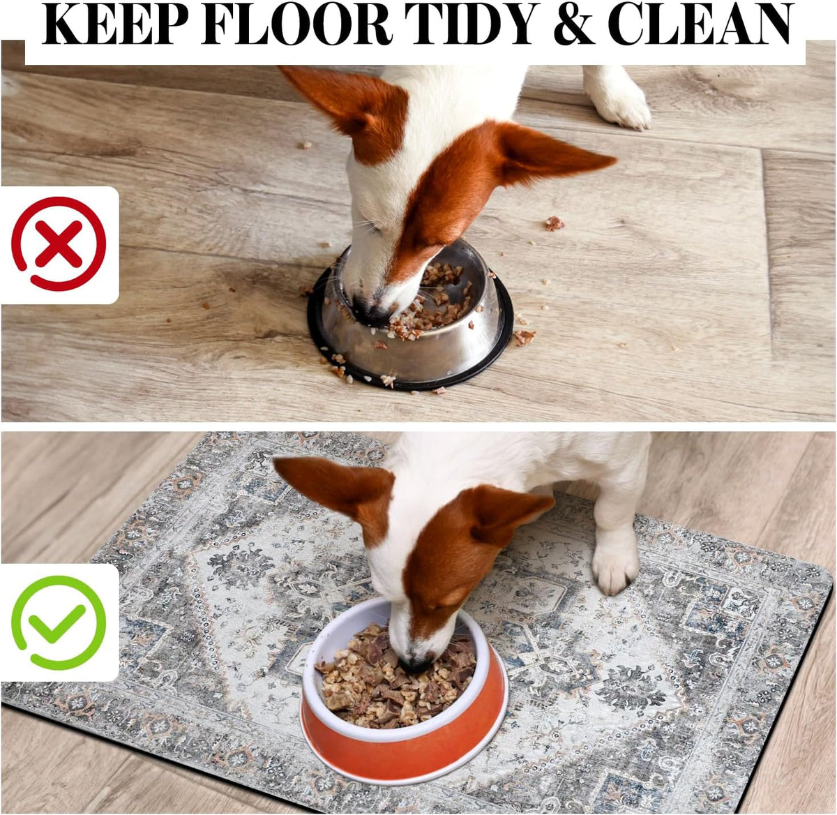 Dog Food Mats for Floors, Absorbent Dog Bowl Mat for Food and Water Dispenser Mat, Quick Dry Cat