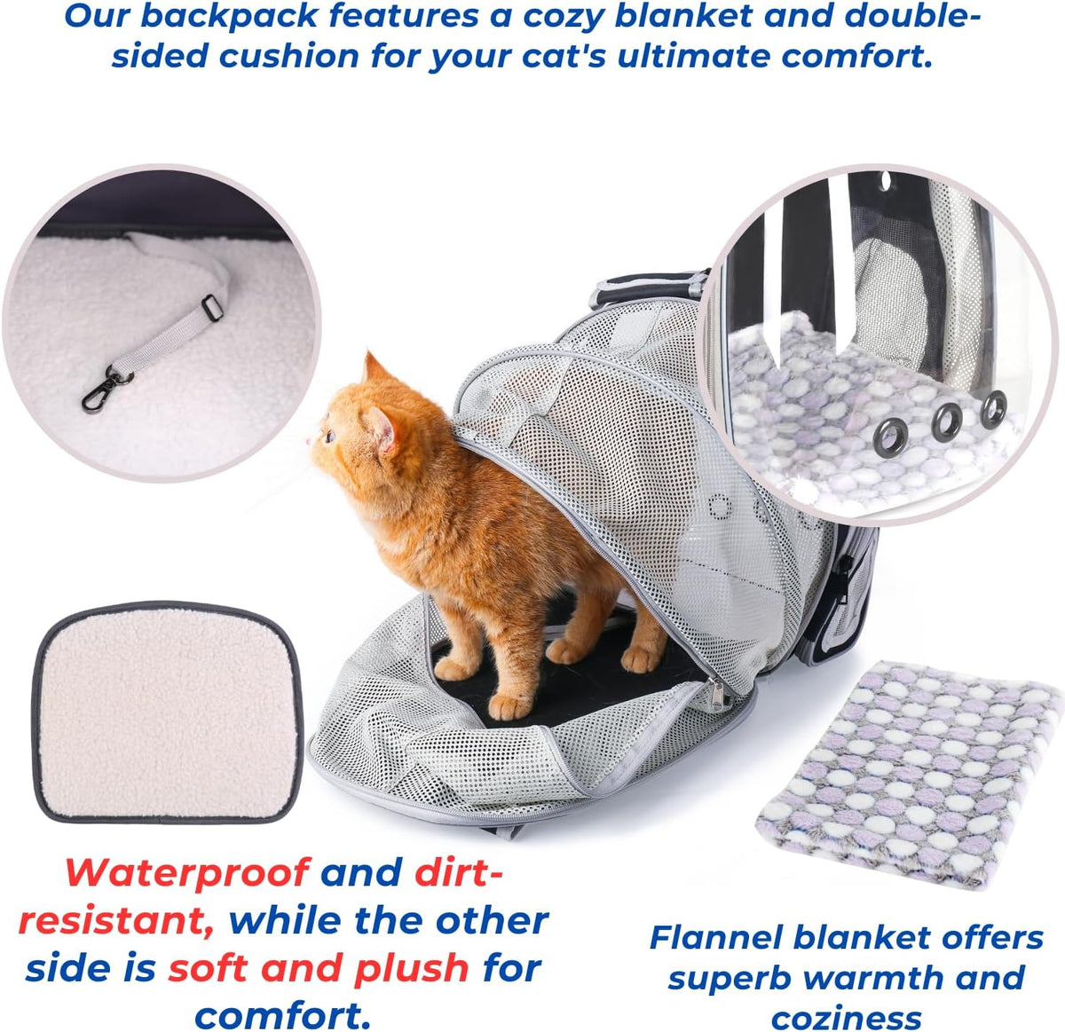 Lollimeow Cat Carrier Backpack, Bubble Expandable Backpack Carrier, Pets and Small
