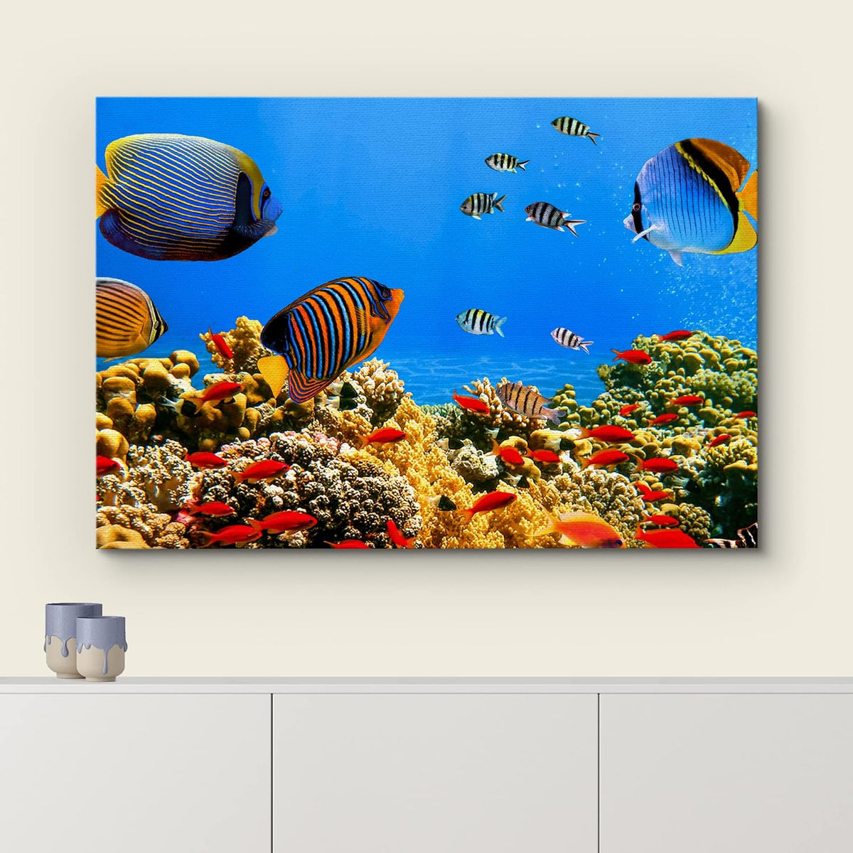 wall26 Canvas Print Wall Art Tropical Island Underwater Fish Red Anemone Nature Animals Photography