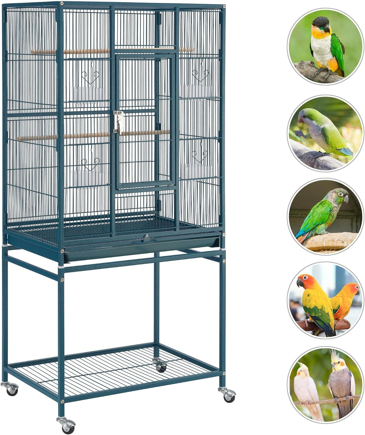 Yaheetech 54inch Metal Large Parrot Parakeet Flight Bird Cage w/Rolling Stand for Small Parrots