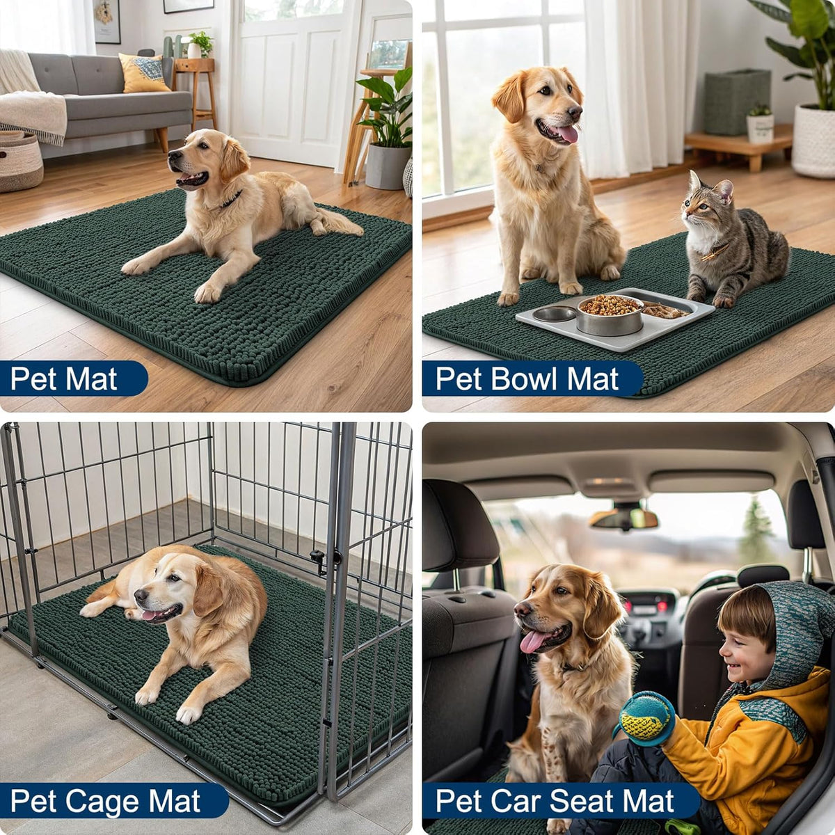 Smiry Dog Door Mat for Muddy Paws 36x24, Absorbs Moisture and Dirt Doormat, Non-Slip Washable Quick