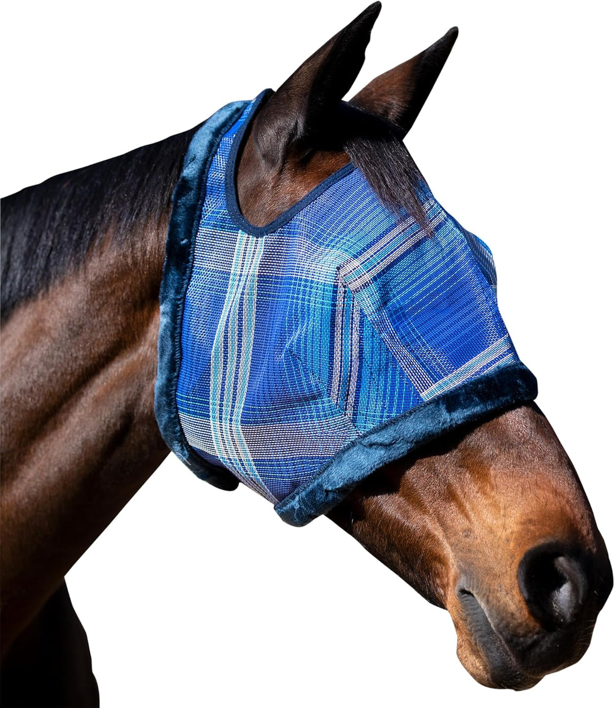 Kensington Fly Mask with Fleece Trim for Horses — Protects Face and Eyes Helps Block Sun Rays While