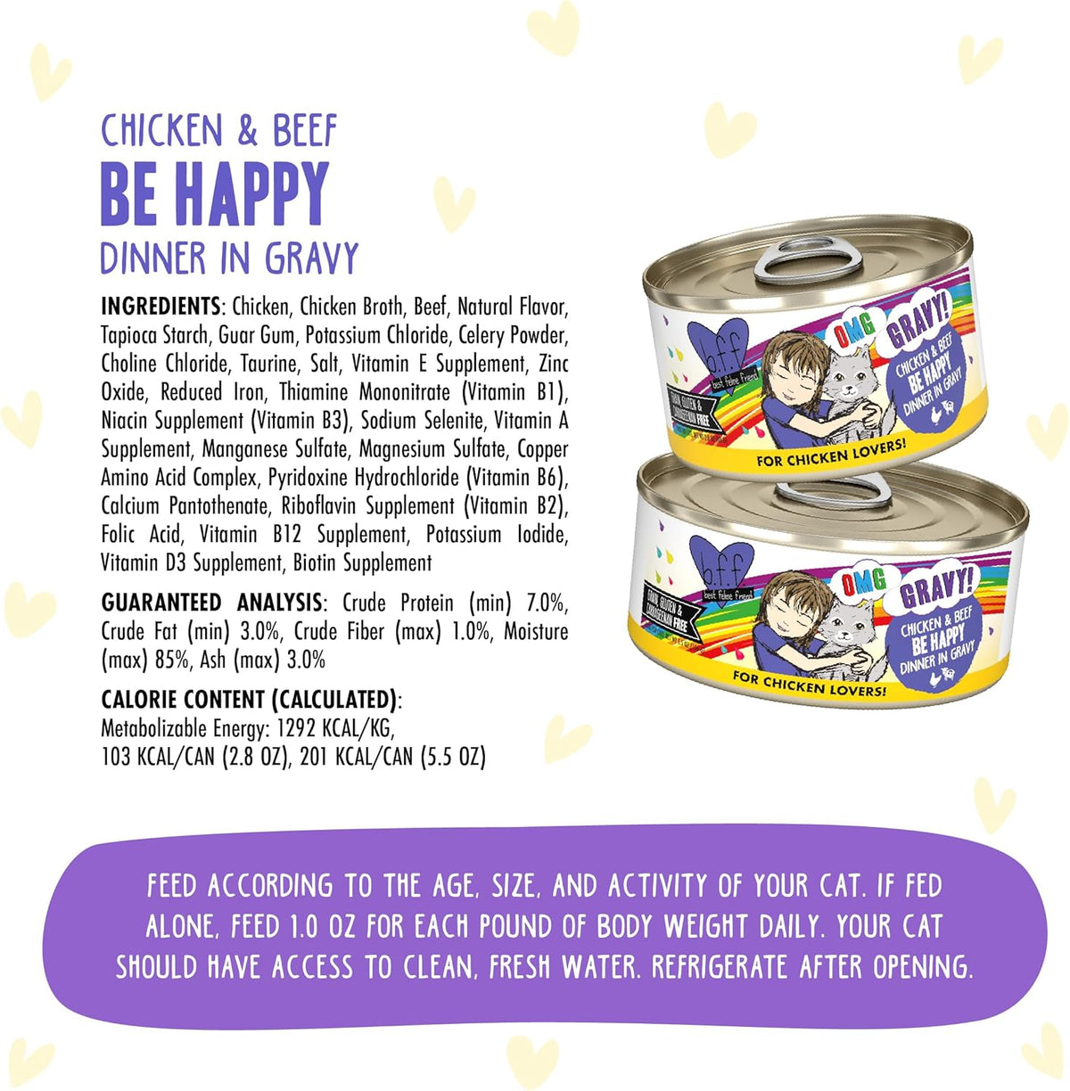 Weruva B.F.F. OMG - Best Feline Friend Oh My Gravy!, Chicken & Beef Be Happy with Chicken & Beef in